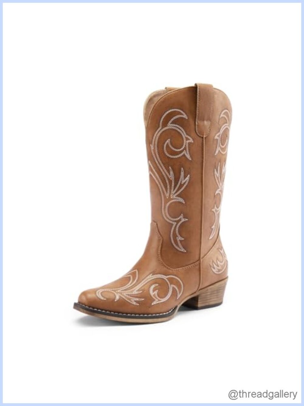 Women's Mid Calf Western Cowboy Boots with Square Toe